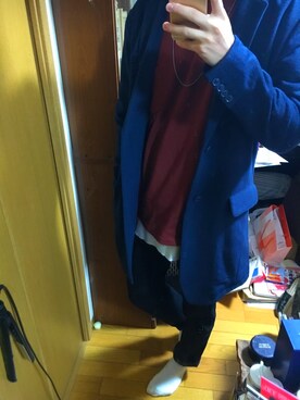 「glamb（グラム）のアイテム（チェスターコート）」を使った、tsuraさん（メンズ・176cm）の秋コーディネート