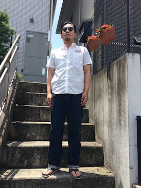 「アイテム（ビーチサンダル）」を使った、kentsさん（メンズ・173cm・40代）の夏コーディネート