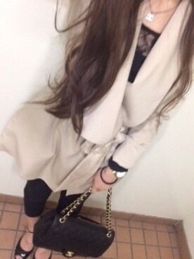 「シャネル」｜「アイテム（トレンチコート）」を使った、chimiさん（レディース・153cm）の春コーディネート