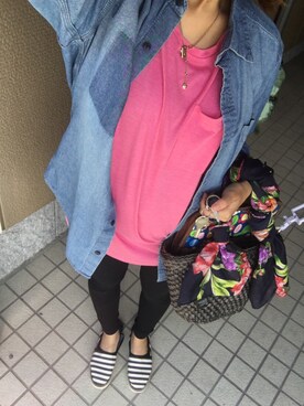 「アイテム（モカシン/デッキシューズ）」を使った、chimiさん（レディース・153cm）の春コーディネート