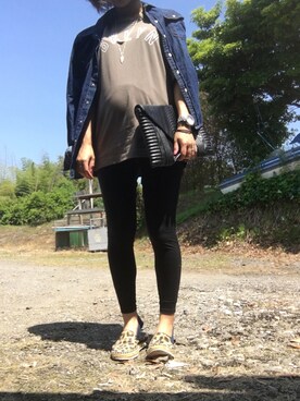 「ダンガリーシャツ」｜「アイテム（モカシン/デッキシューズ）」を使った、chimiさん（レディース・153cm）の春コーディネート