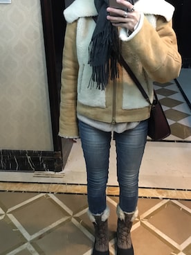 「AIGLE（エーグル）のアイテム（ブーツ）」を使った、ray1234さん（レディース・165cm）の冬コーディネート