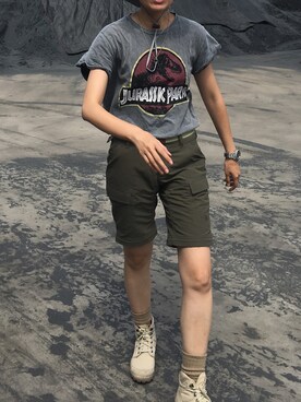 「AIGLE（エーグル）のアイテム（ブーツ）」を使った、ray1234さん（レディース・165cm）の夏コーディネート