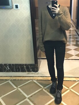 「PRADA（プラダ）のアイテム（ブーティ）」を使った、ray1234さん（レディース・165cm）の冬コーディネート