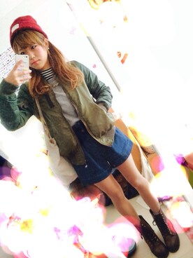 「SLY（スライ）のアイテム（スタジャン）」を使った、りりかさん（レディース・157cm）の冬コーディネート