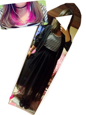 「透け素材」｜「アイテム（ジャケット/アウター）」を使った、K.Megumiさん（レディース・155cm）の夏コーディネート