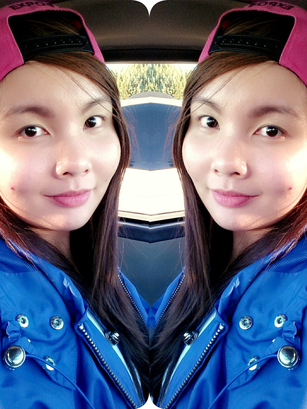 「schoolgirl、snapback、pink、blue、reflections 」｜「exposのアイテム（ハット、ピンク系）」を使った、fashionfollower1997さん（レディース・160cm）の冬コーディネートの1枚目の写真