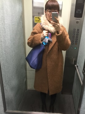 「PLAIN CLOTHING（プレーンクロージング）のアイテム（ブーツ）」を使った、眉毛さん（レディース・169cm）の冬コーディネート
