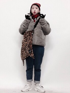 「SPAO（スパオ）のアイテム（その他アウター）」を使った、DORIDORINOLITERさん（レディース・160cm）の冬コーディネート