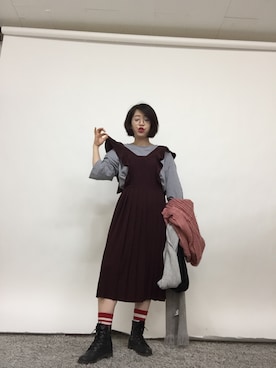 「skirt」｜「アイテム（ワンピース）」を使った、DORIDORINOLITERさん（レディース・160cm）の冬コーディネート