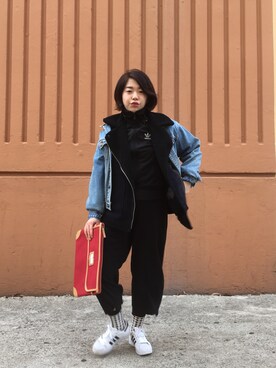 「와이드팬츠」｜DORIDORINOLITERさん（レディース・160cm）の冬コーディネート
