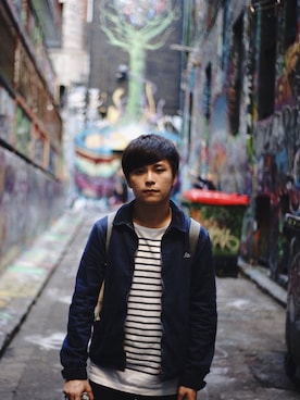 「TOPMAN（トップマン）のアイテム（デニムジャケット）」を使った、Nicholさん（メンズ・173cm）の春コーディネート