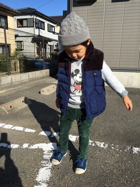 「uu」｜「アイテム（ニットキャップ/ビーニー）」を使った、tre.☆さん（キッズ・110cm）の冬コーディネート
