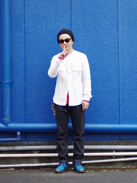 「chapter world（チャプターワールド）のアイテム（帽子）」を使った、ⅢⅨⅥⅨさん（メンズ・172cm）の秋コーディネート