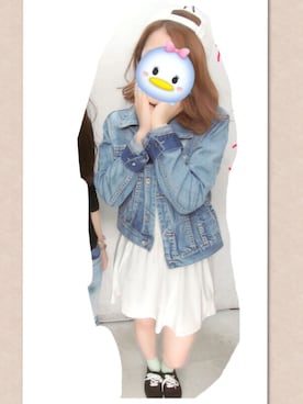 「白ワンピ」｜「アイテム（ジャケット/アウター）」を使った、さよん🎀さん（レディース・154cm）の春コーディネート