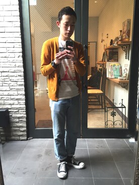 「アイテム（カーディガン/ボレロ）」を使った、takahiro_btさん（メンズ・170cm・20代）の春コーディネート