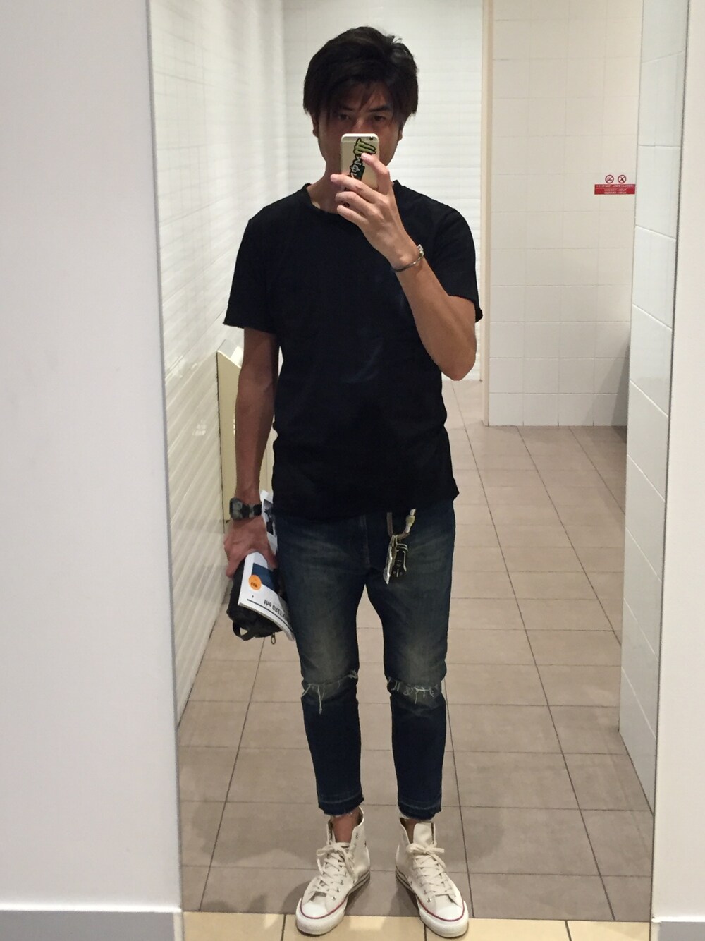 「FREESEAMのアイテム（Tシャツ/カットソー、ブラック系）」を使った、そけチャンさん（メンズ・182cm）の秋コーディネートの1枚目の写真