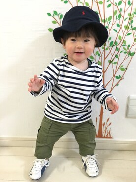 「カーゴパンツ」｜tⅲ♥︎brothersさん（キッズ・60cm）の冬コーディネート