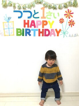 「三兄弟」｜「アイテム（その他）」を使った、tⅲ♥︎brothersさん（キッズ・70cm）の春コーディネート