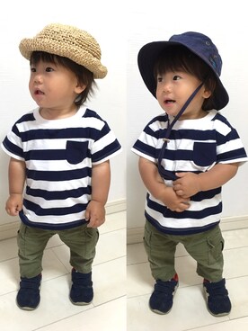 「カーゴパンツ」｜tⅲ♥︎brothersさん（キッズ・70cm）の春コーディネート