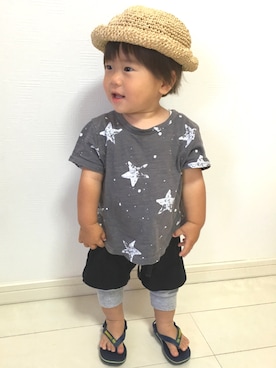 「短パン×レギンス」｜tⅲ♥︎brothersさん（キッズ・70cm）の夏コーディネート