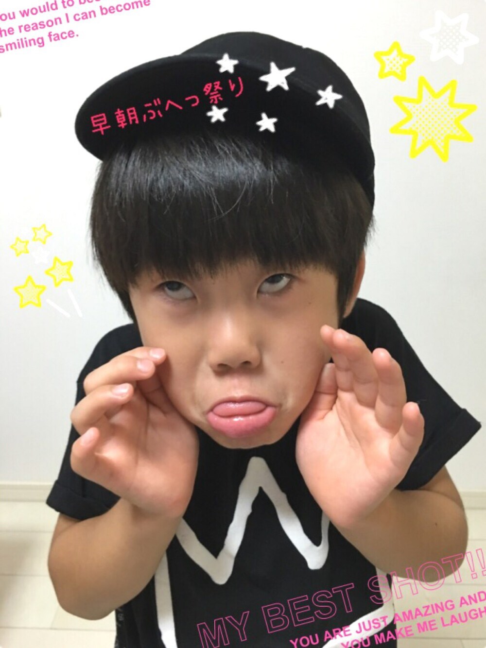 ブラック系のTシャツ/カットソー、その他のその他、その他のその他を着用したキッズの夏コーディネートの1枚目の写真