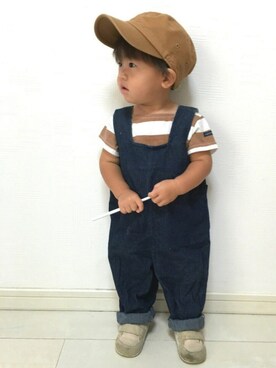 「1歳半」｜「アイテム（サロペット/オーバーオール）」を使った、tⅲ♥︎brothersさん（キッズ・70cm）の秋コーディネート
