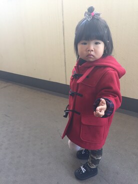 「1歳半」｜「アイテム（ダッフルコート）」を使った、koha+さん（キッズ・80cm）の秋コーディネート