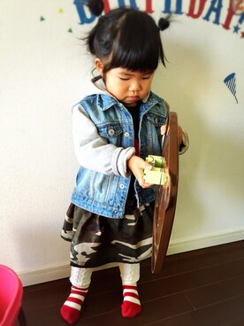 「GAP（ギャップ）のアイテム（チュニック）」を使った、koha+さん（キッズ・80cm）の冬コーディネート
