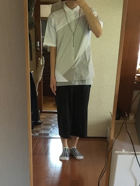 「HARE（ハレ）のブロッキングシャツ(HARE)（シャツ/ブラウス）」を使った、Satoさん（メンズ・173cm）の夏コーディネート