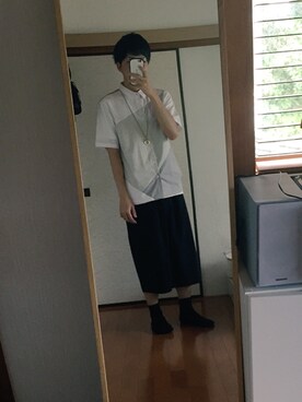 「HARE（ハレ）のブロッキングシャツ(HARE)（シャツ/ブラウス）」を使った、Satoさん（メンズ・173cm）の夏コーディネート