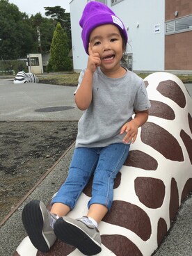 「西松屋（ニシマツヤ）のアイテム（デニムパンツ、ブルー系）」を使った、UK66さん（レディース・148cm）の秋コーディネート