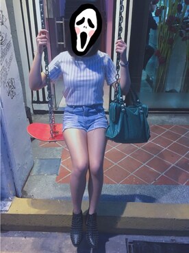 「stripes」｜「アイテム（ブーツ）」を使った、minimushroom_IreneLさん（レディース・155cm）の夏コーディネート