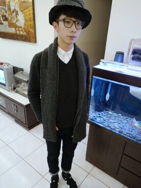 「SQUAD（スクアッド）のアイテム（帽子）」を使った、焦芭🐤さん（メンズ・178cm）の秋コーディネート