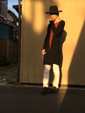 「RAGEBLUE（レイジブルー）の＜トレンドのロング丈＞ワッフルロングカットソー/733404（Tシャツ/カットソー）」を使った、Noppo(帽子男子🎩)さん（メンズ・187cm）の秋コーディネート