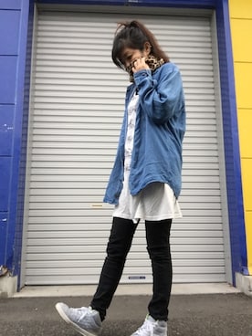 「ALGONQUINS（アルゴンキン）のアイテム（Tシャツ/カットソー）」を使った、ぴよ39号さん（レディース・163cm）の秋コーディネート
