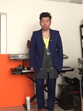 「エルメス」｜「アイテム（ダウンジャケット/コート）」を使った、Kouichicさん（メンズ・170cm）の夏コーディネート