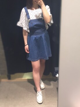 「C&Aのアイテム（デニムスカート、ブルー系）」を使った、ivyminiさん（レディース・158cm）の春コーディネート