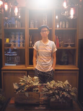「TOPMAN（トップマン）のアイテム（バッグ）」を使った、DAYさん（メンズ・178cm）の夏コーディネート