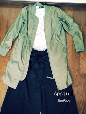 「LOWRYS FARM（ローリーズファーム）のアイテム（ジャケット/アウター、グリーン系）」を使った、はちみく坊やさん（レディース・145cm）の春コーディネート