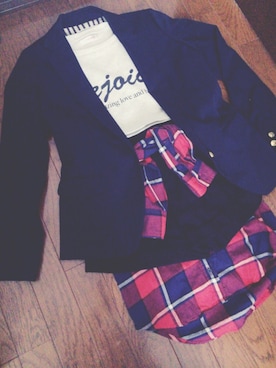 「THE EMPORIUM（ジエンポリアム）のアイテム（ジャケット/アウター、ブルー系）」を使った、はちみく坊やさん（レディース・145cm）の春コーディネート