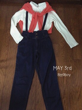 「earth music&ecology（アースミュージックアンドエコロジー）のアイテム（トップス、ホワイト系）」を使った、はちみく坊やさん（レディース・145cm）の春コーディネート