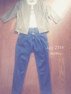 「INGNI（イング）のアイテム（Tシャツ/カットソー、ホワイト系）」を使った、はちみく坊やさん（レディース・145cm）の夏コーディネート