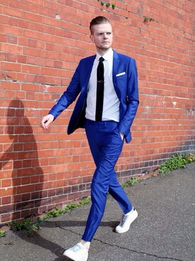 「アイテム（セットアップ、ブルー系）」を使った、あごさん（メンズ・175cm）の夏コーディネート