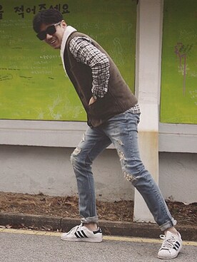 「daily look」｜「アイテム（その他アウター）」を使った、동바형さん（メンズ・178cm）の冬コーディネート