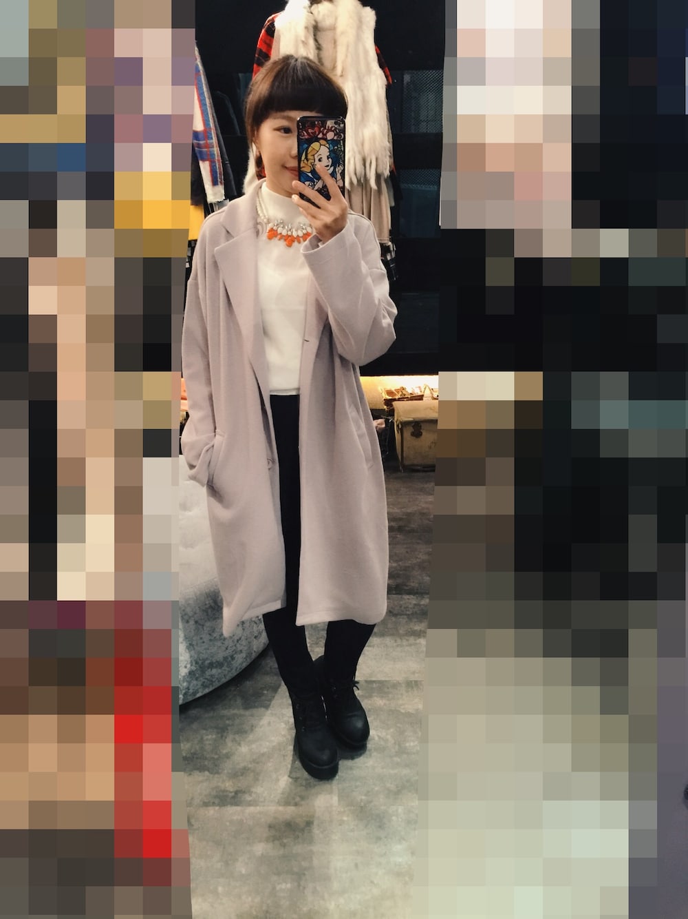 「Taiwan、TAIPEI、Lainey、muse muse、fashion、staff、outfit」｜「Laineyのアイテム（ピーコート、グレー系）」を使った、SHiNY SPOさん（レディース・156cm）の冬コーディネートの1枚目の写真