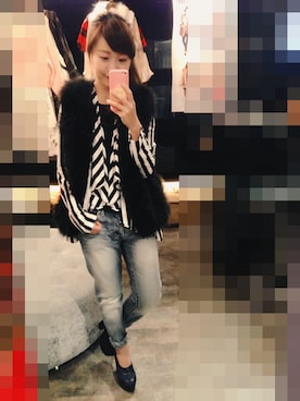 「DRWCYS」｜「アイテム（ノーカラージャケット）」を使った、SHiNY SPOさん（レディース・155cm）の冬コーディネート