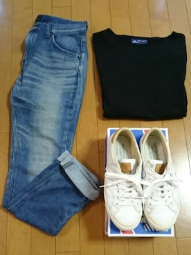 「Lee（リー）のLEE/別注THERMOLITE Skinny（デニムパンツ）」を使った、真田丸のプーさんさん（メンズ・173cm）の秋コーディネート