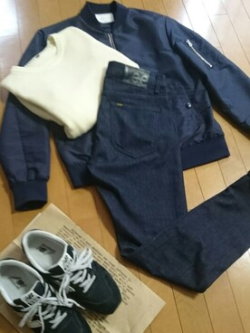 「ADAM ET ROPE'（アダムエロペ）のアイテム（MA-1）」を使った、真田丸のプーさんさん（メンズ・173cm）の秋コーディネート