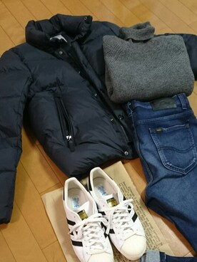 「Lee（リー）のLEE/別注THERMOLITE Skinny（デニムパンツ）」を使った、真田丸のプーさんさん（メンズ・173cm）の秋コーディネート